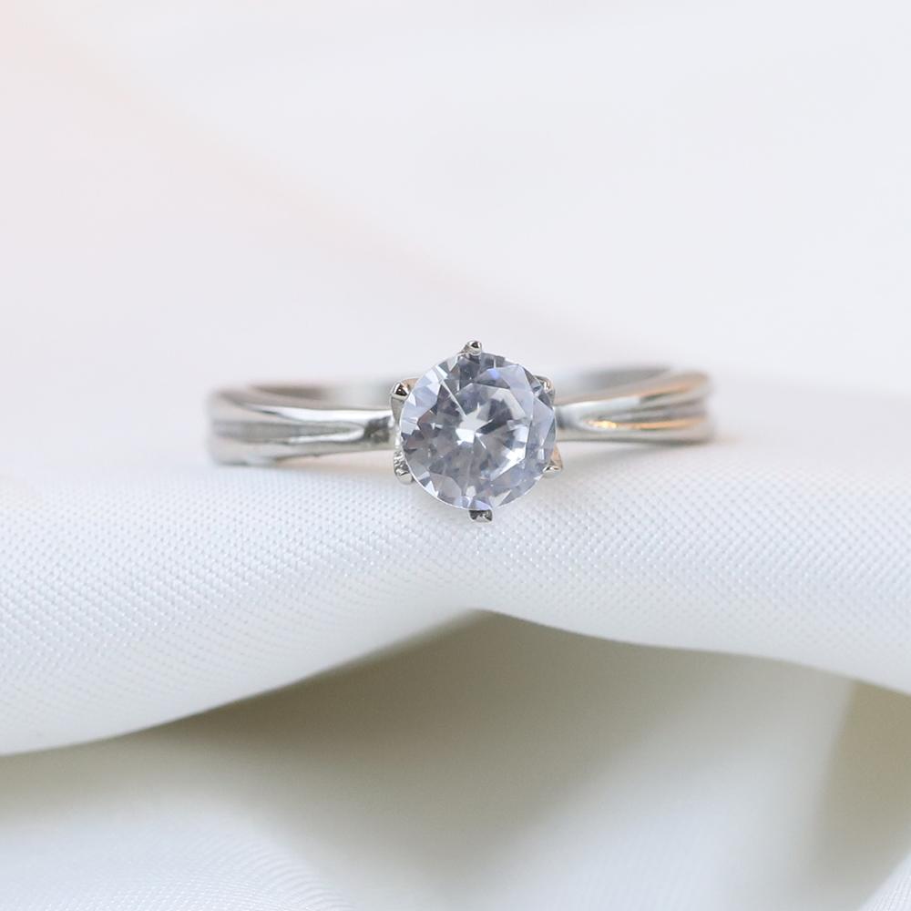 AAA Cubic Zirconia Channel setting Stainless Steel Wedding Rings for women Jewelry Accessories Ring