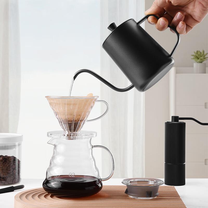 CLITON Hand-Crank Coffee Grinder, Portable Manual Coffee Maker with Coffee Pot And Filter Cup, Filter Paper Set