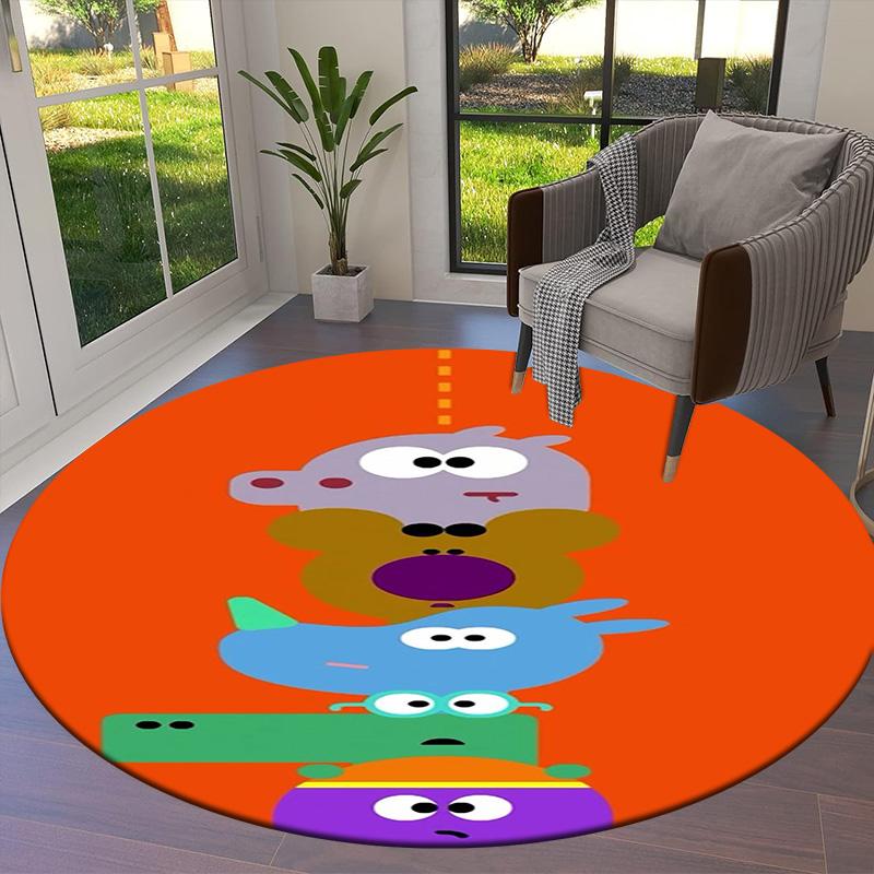 Hey Duggee Round Area Rug,Carpet Rug for Living Room Bedroom Sofa Playroom Decor,Non-slip Floor Mat