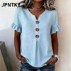 JPNTKY Moda Donna Casual Stampa Colore Unico Manica Corta Scollo a V Camicette & Camicie