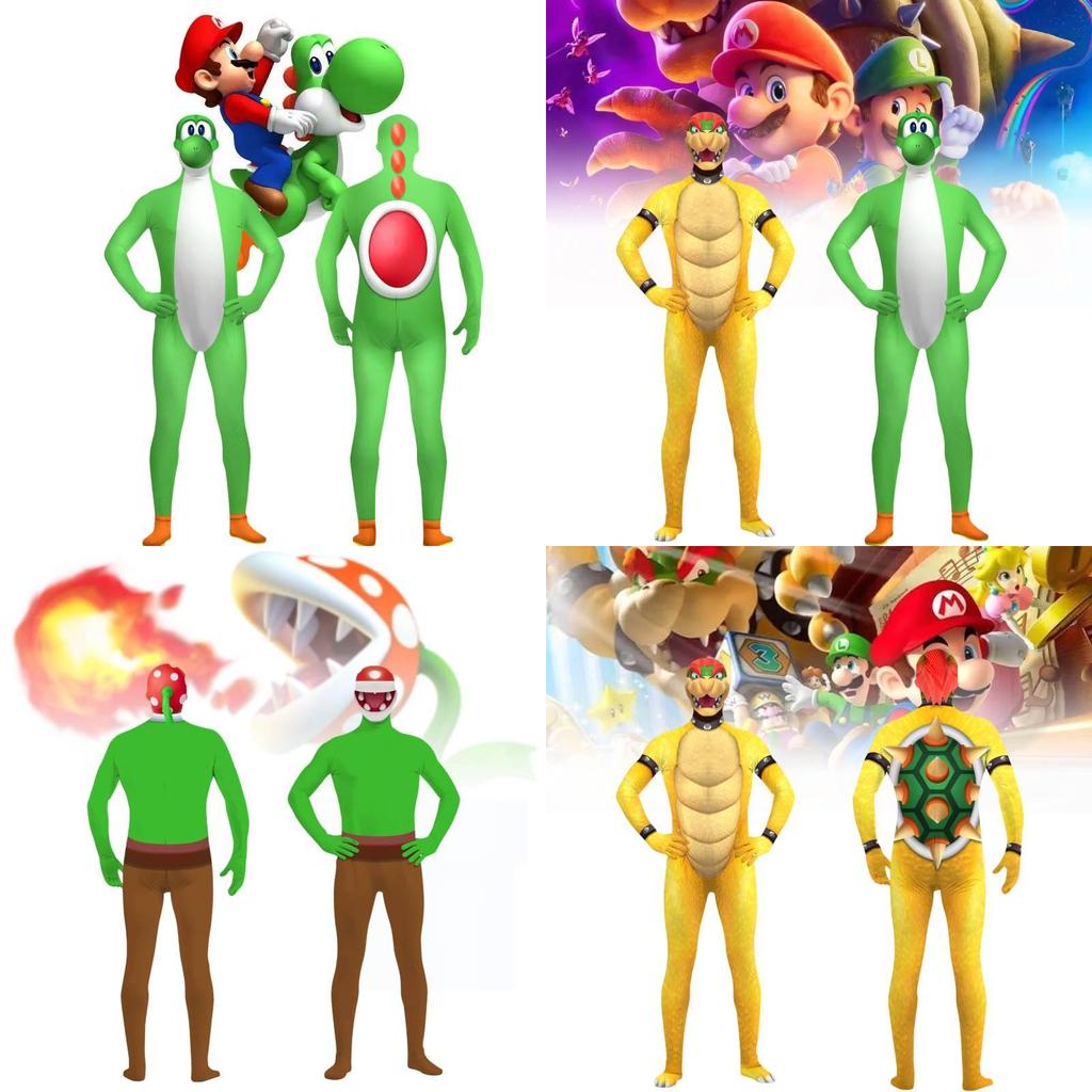 Bunter langärmeliger Super Mario Overall 3D-gedrucktes Cosplay-Outfit für Halloween-Spaß