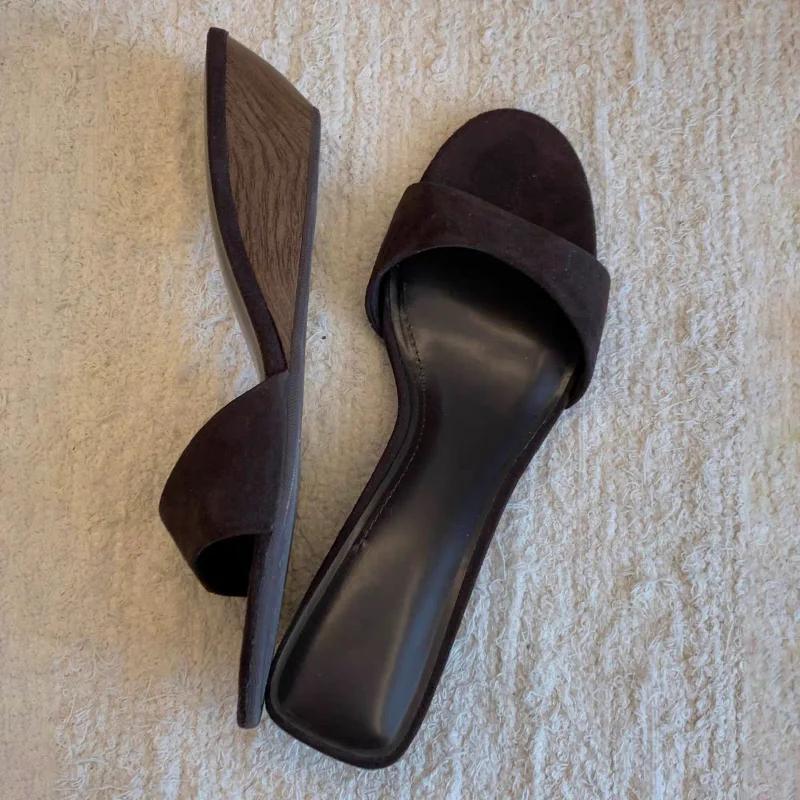 Light Luxury Wedge Sandals Fashion Simple Textured High-heeled Open-toed Sandals Brand Design Lady Versatile Solid Color Sandals