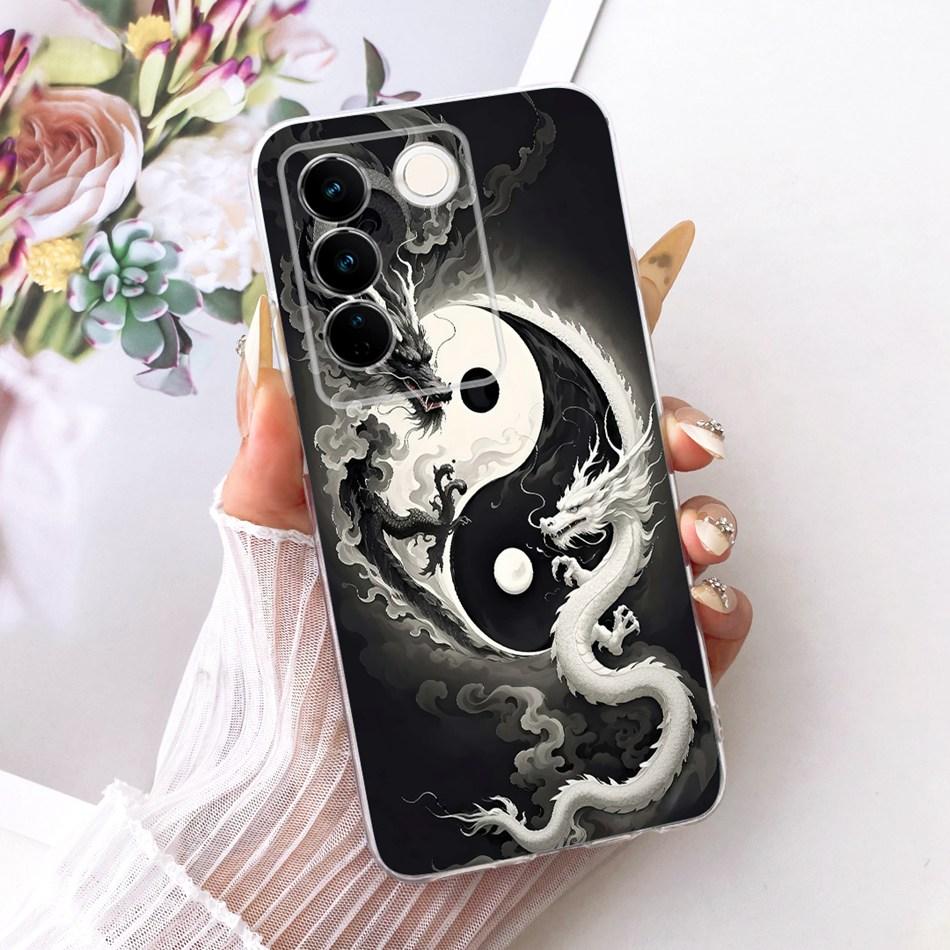 For Vivo V27 V27Pro Cool Dragon Tiger Pattern Phone Case For Vivo V 27 V27 Pro V2230 V2231 Soft Silicone TPU Cases