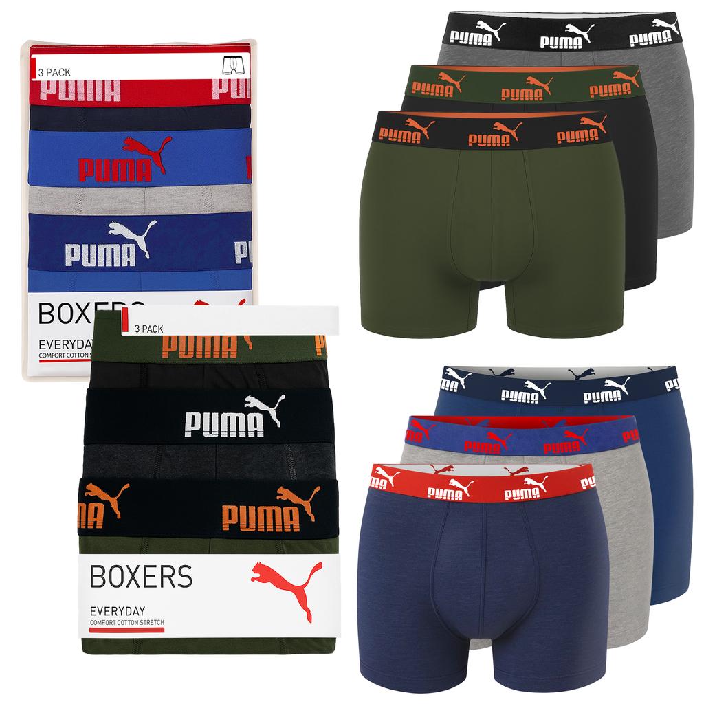 Puma Bokserki Męskie 6 Sztuk Majtki Bawełna Khaki Navy Mix