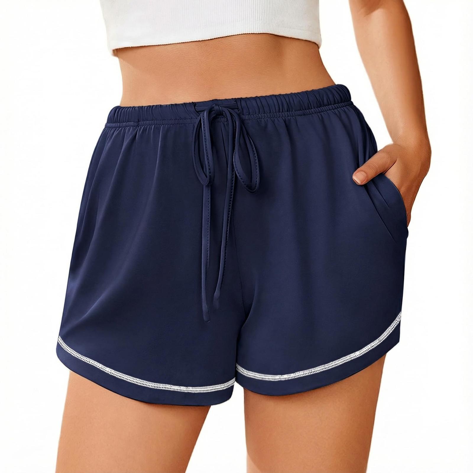 

Summer Shorts For Women Casual High Waist Wide Leg Shorts XL Темно-синій