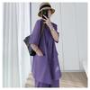 Plus Size 6681 Summer Slimming Wide-Leg Pants Two-Piece Suit for Women
