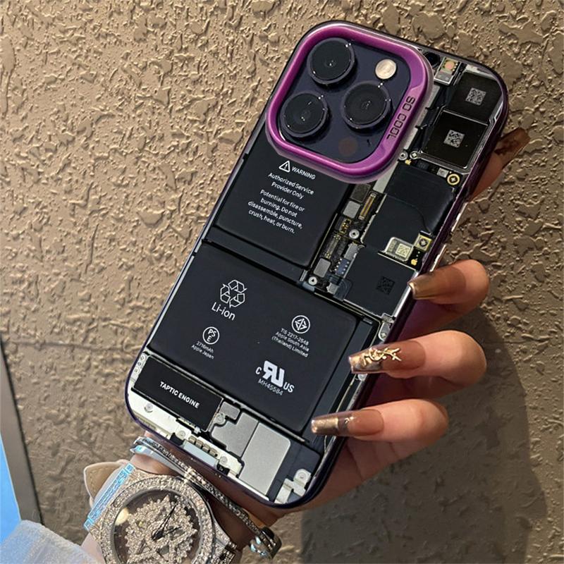 Creative Circuit Board Pattern Electroplate Silver IMD Case For iPhone 15 14 16 Pro Max 11 12 13 7 8 Plus X 16E Shockproof Cover