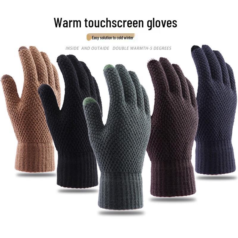 Fumaide Men's Winter Touchscreen Knitted Gloves - 3 Pairs