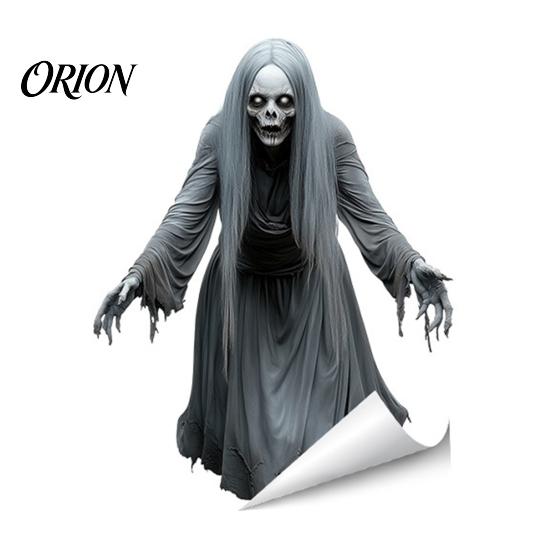 Weather Resistant Glass Ornaments Halloween Ghost Skeleton Grim Reaper Static Window Clings, Horror Break Through Spooky Theme Decals Decals,