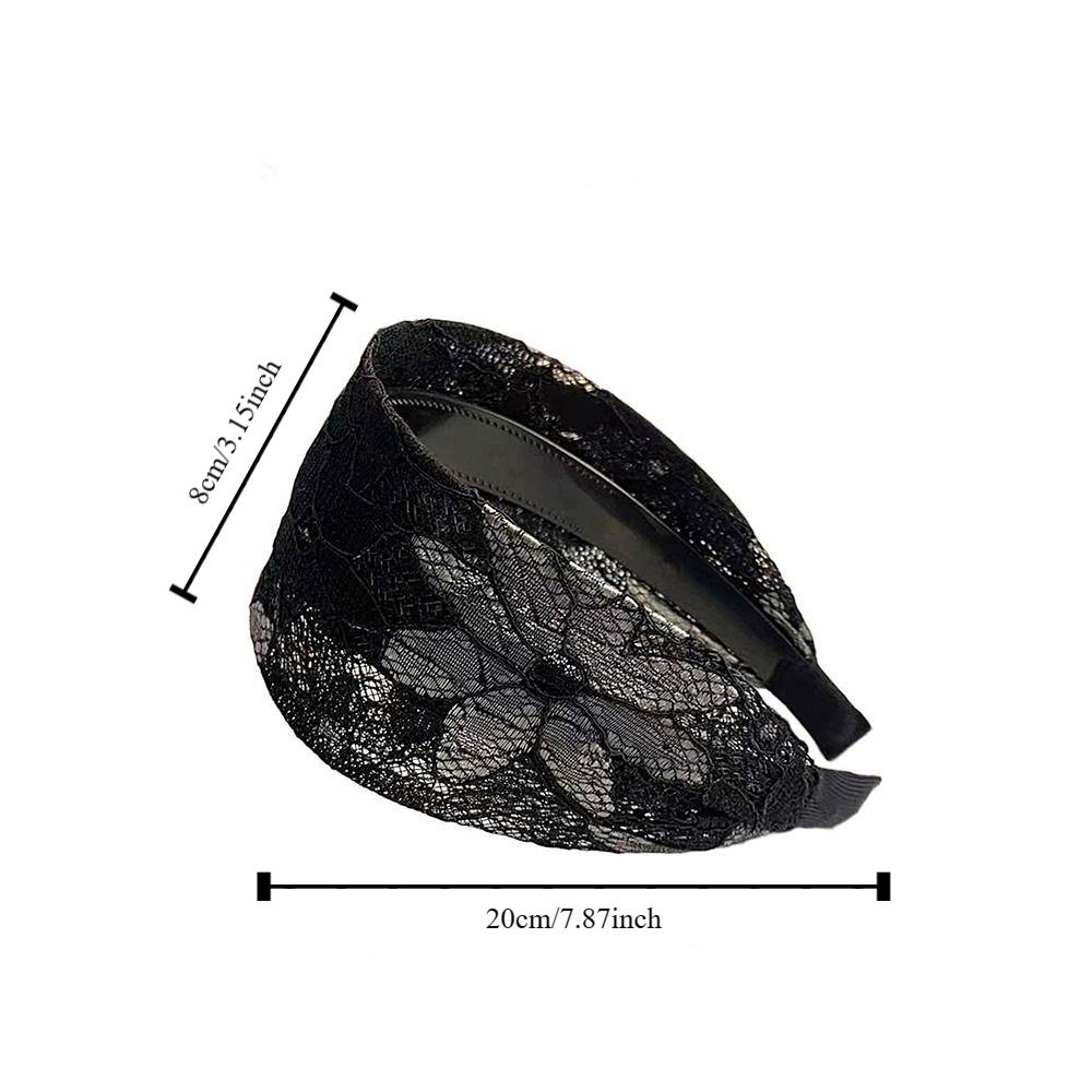 Sweet Mesh Lace Embroidery Headband Non-slip Flower Toothed Non-slip Hairband Wide Spring Women Hair Hoop Daily