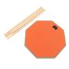 12in Silent Practice Drum Pad Set Rubber Appearance Quiet Drum Pad with 2 Pair Drumsticks for Home Orange