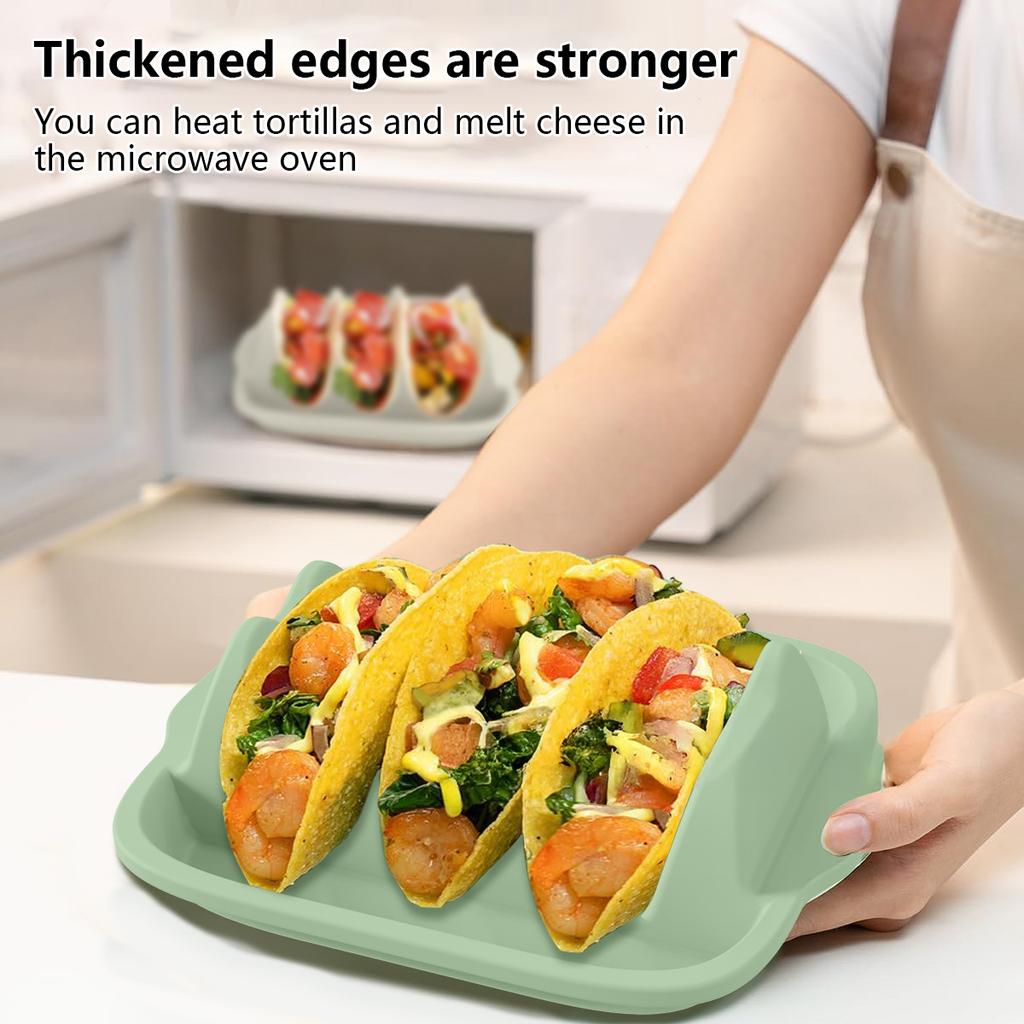 Reusable Silicone Taco Holder with Dividers for Hard/Soft Shell Tacos Dishwasher & Microwave Safe
