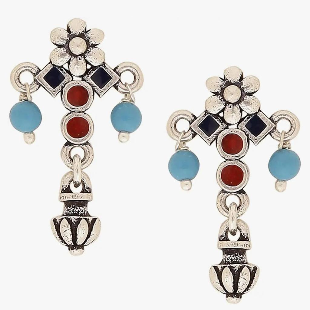 Boucle d'oreille oxydée en argent et laiton pour femmes et filles, collection exclusive élégante et tendance, produit 100 % respectueux de la peau pour boucle d'oreille