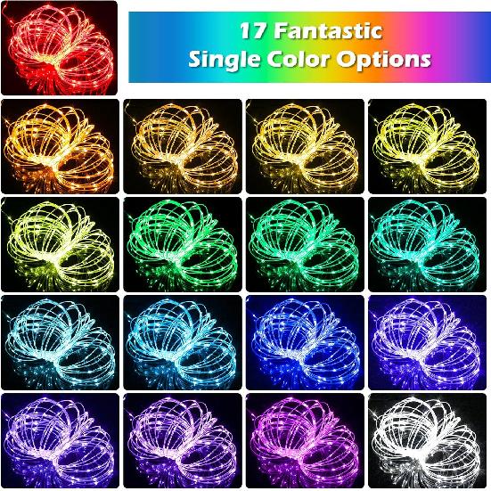 Mlambert 99Ft 300 LED Christmas String Lights Outdoor Indoor, 17 Solid Colors 8 Multicolors 8 Lighting Modes RGB Twinkle Fairy Rope Lights with