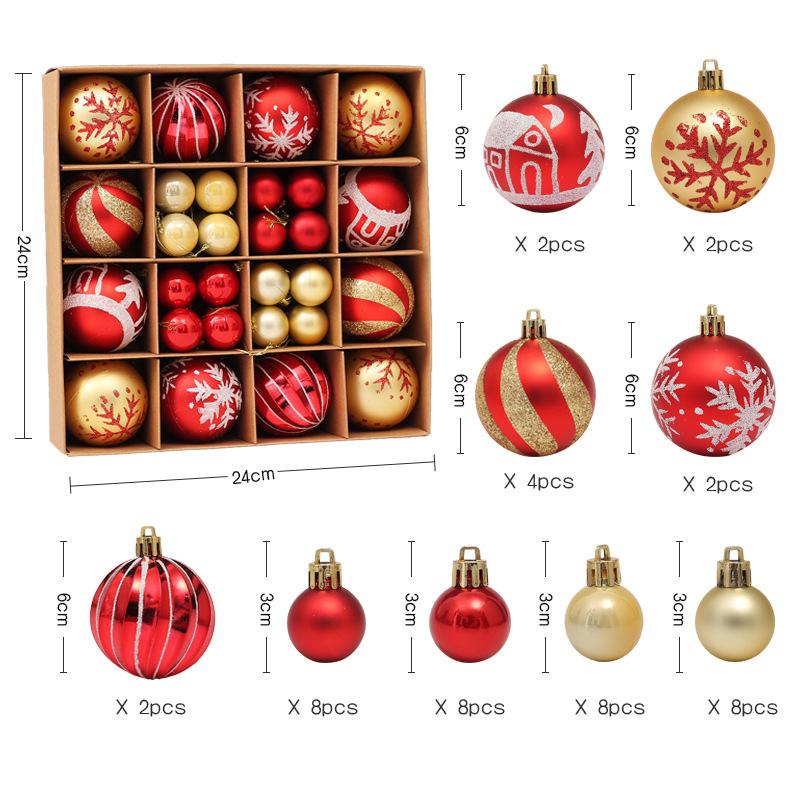 44p Christmas Painted Ball Gift Box Set Christmas Tree Decoration Ball Gift Hanging Decoration Christmas New Year Decoration 3cmX6cm