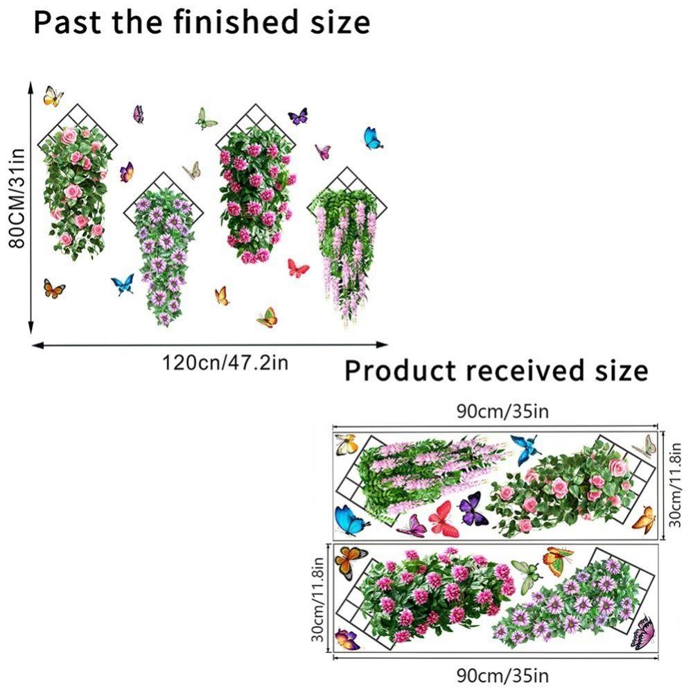 Flower & Butterfly Mural Art Multicolor Beautifual Decals Creative Wall Sticker  Background Wall