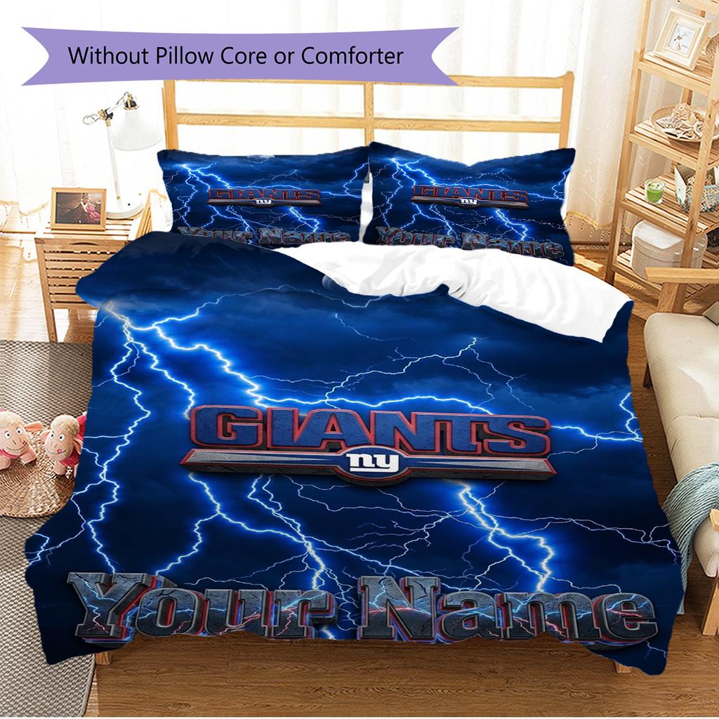Name Custom New York Giants Pattern Bedding Set Quilt Cover Pillowcase Home Decor Gift (1 * duvet cover + 2 * pillowcase, without core)
