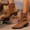 Suede High Heels Chelsea Ankle Boots Woman Beaded Trend Pointed Toe Shoes Woman New Winter Gladiaotr Chunky Fashion Botas Pumps