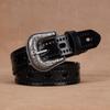 Womens Genuine Leather Belt With Hollow Design Adjustable No-Punch Waistband Jeans Trousers Business Casual Style