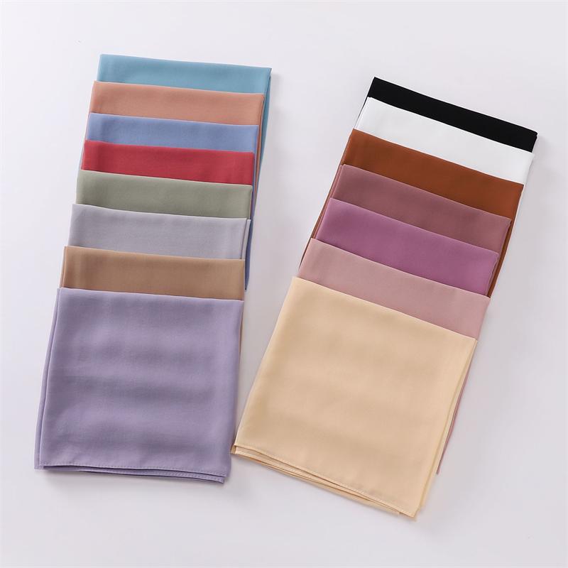 Muslimischer Chiffon Hijab Schal Einfarbiges Quadratisches Kopftuch für Frauen Hijabs Schals Jersey Hijabs Islamischer Turban Stirnband Schal