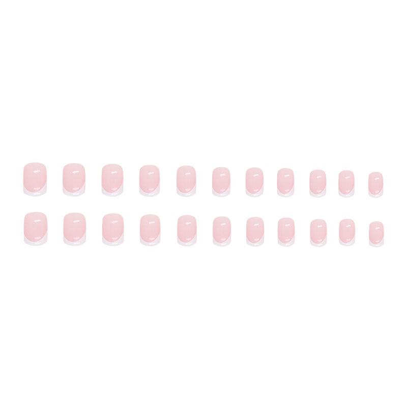 24 Pcs Girl Powder Sweet Short Nail Art Film Pure White French Fashion Versatile Classic But Not Outdated Wear Armor