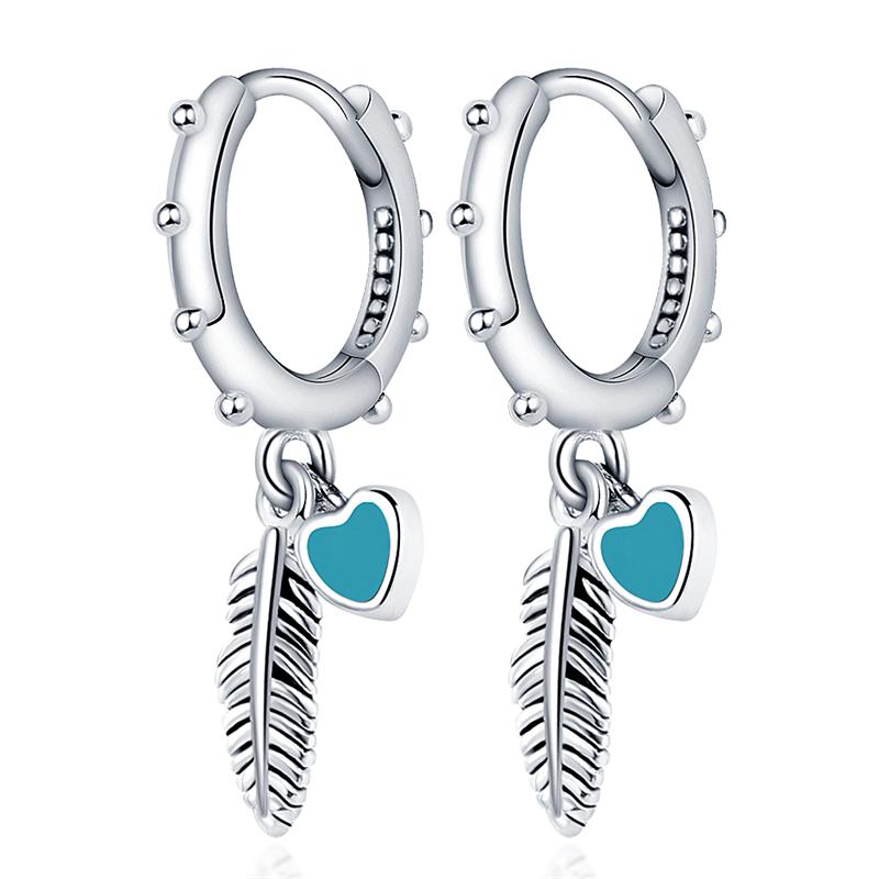 Summer New 100% 925 Sterling Silver Earrings Heart and Shell Earrings Women Jewelry DIY Fine Jewelry Birthday Gifts