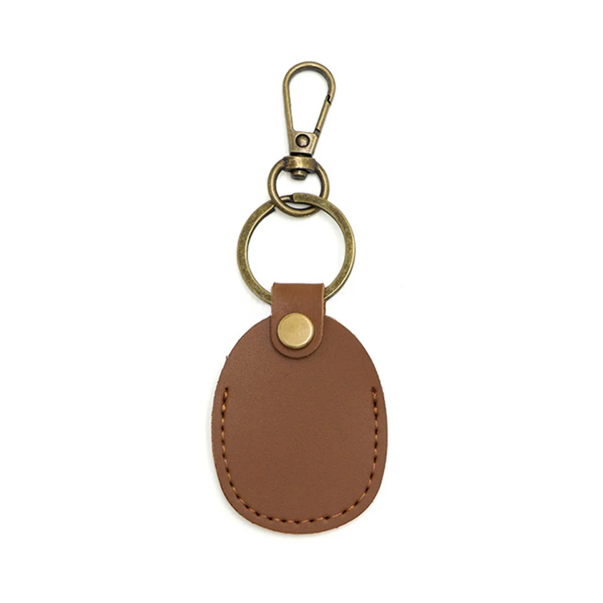 

Keyring For Airtags Protective Case Retro High Quality Leather Keychain For Apple Anti-lost Tracker Locator Device Accessories коричневий