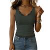 Women’s Sleeveless Lace Trim Tank Top Scoop Neck Ribbed Knit Camisole Fitted Basic Layering Vest for Everyday Wear