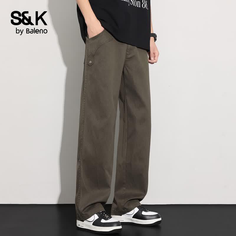 Baleno S&K Men's Lightweight Tencel Blend Straight-Leg Pants