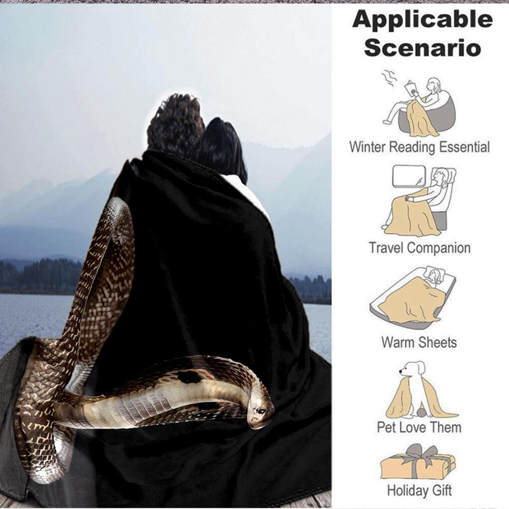 1Pc Snake Art Blanket Soft And Comfortable Casual Warm Camping Travel Christmas Halloween Xmas Gift M928415