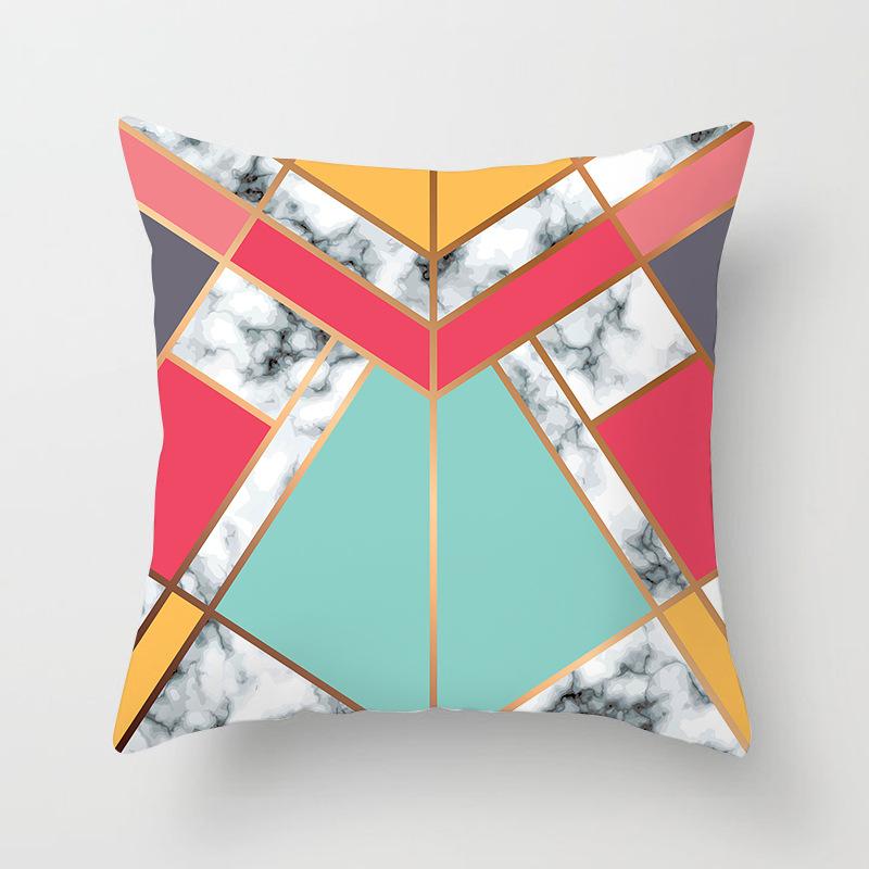 Ins Marble Geometric Print Square Pillow Cover Sofa Cushion Cover