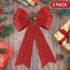 MCEAST 2 Pack Red Christmas Bows 12 X 18 Inches Xmas Wreaths Garland Bows with Pinecones for Christmas Tree Ornaments Sets Indoor Outdor Decoration