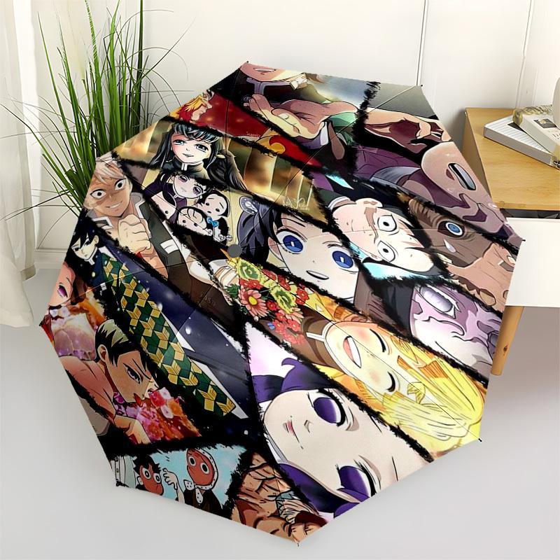 

1pc Outdoor Umbrella with Demon Slayer Characters - Automatic Opening/Closing, Portable 3-Fold Design, 8-Rib Iron Frame - Perfect Gift for Fans,