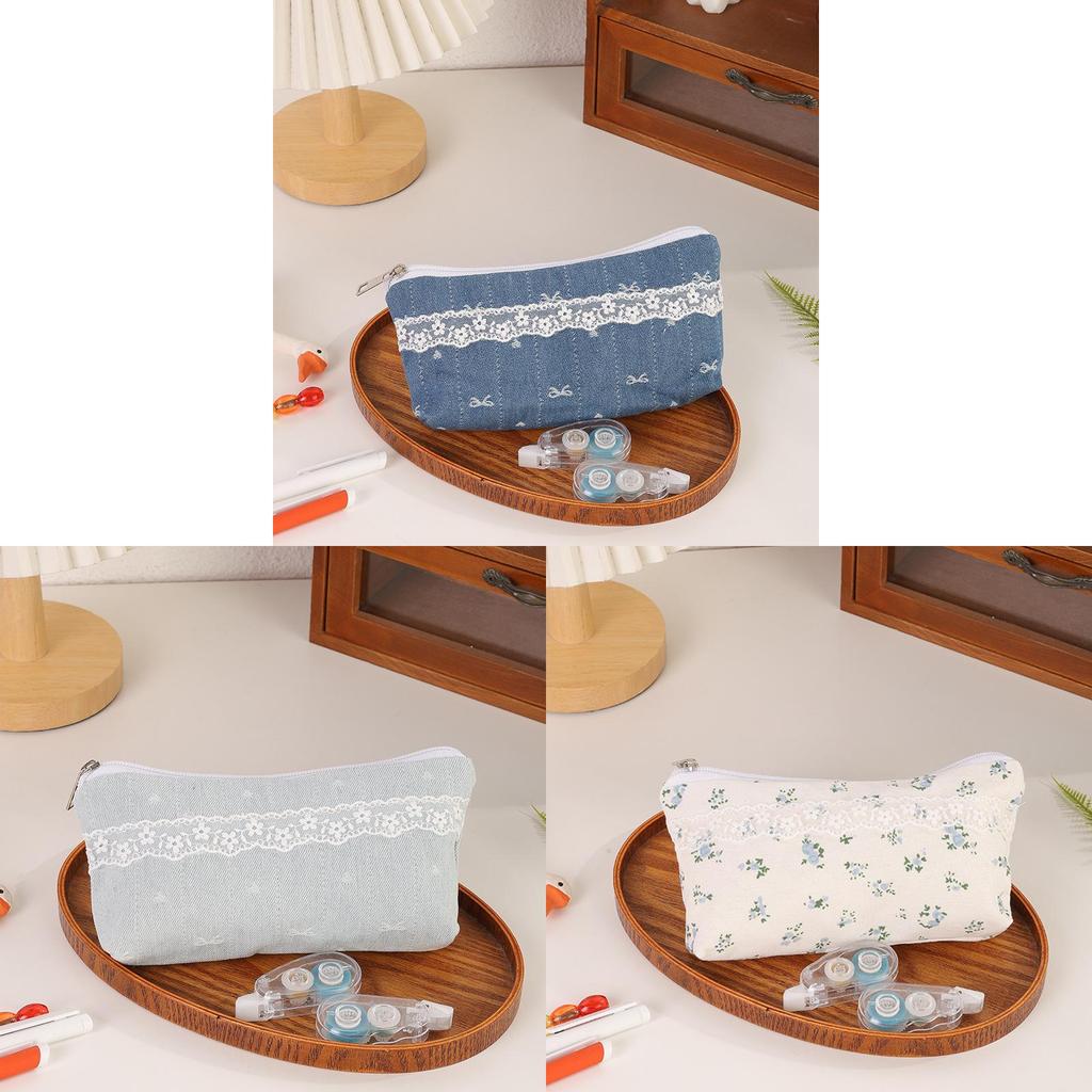 Floral Pattern Students Pencil Bag With Durable Canvas Material For Girls And Teens