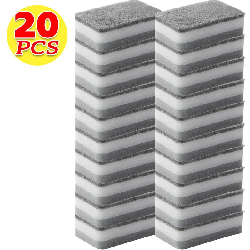 20/1pcs Magic Cleaning Sponges Double-sided Reusable Kitchen Sponge Wipes Pan Pot Dishwashing Scouring Pads Brush Clean Tools