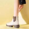 2025 Black Women Shoes Short Boots Women Genuine Leather Splicing Round Toe Slip-On Boots Woman Comfy Flat Chelsea Boots Woman