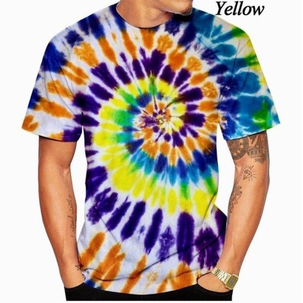 Colorful Tie-D 3D printed men's shirt, unisex short sleeved T-shirt, plus size