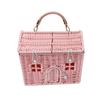 This Plastic Rattan House-shaped Basket, With A Lid And Folding Handle, Is Perfect For Picnics, Easter, Tidying Up, And Other Occasions.