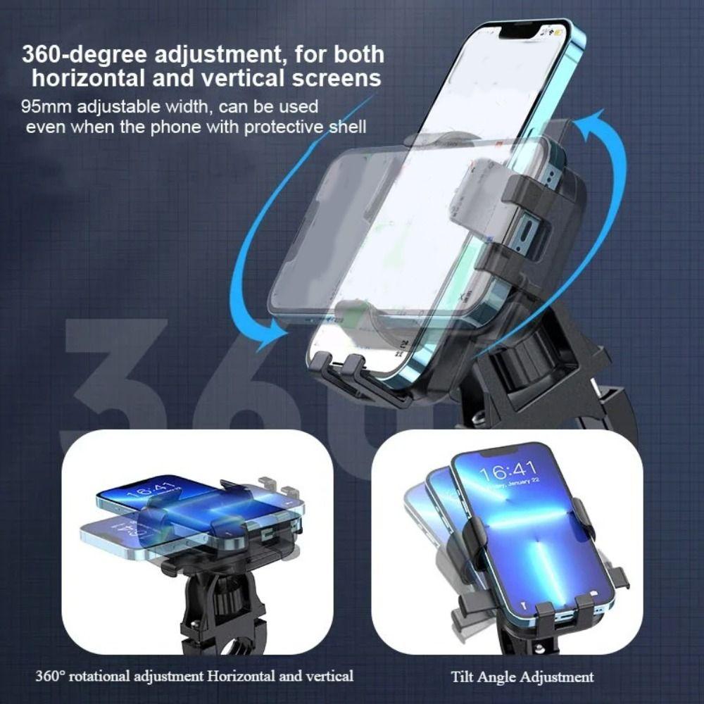 360° Rotatable Cell Phone Mount Shockproof Non-slip Bike Phone Bracket Universal Adjustable Mobile Phone Holder Outdoor Cycling