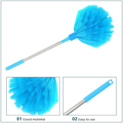 Spider Web Cleaning Brush Telescoping Sky Blue Extendable Stiff Bristle Ceiling Duster Long Handle Cobweb Cleaner for High