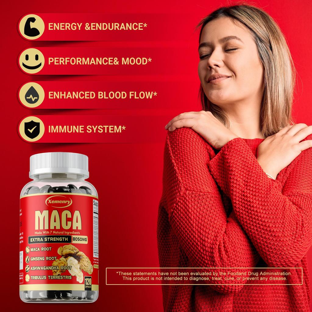 Cápsulas de Raíz de Maca, Raíz de Ashwagandha, Tribulus Terrestris, Mezcla de Polvo de Shilajit, Suplemento de Origen Vegetal para Adultos