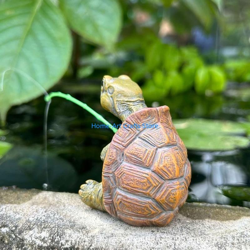 Y3NA Garden Fishing Turtles Statues Resin Animal Figurines Garden Decors Centrepieces