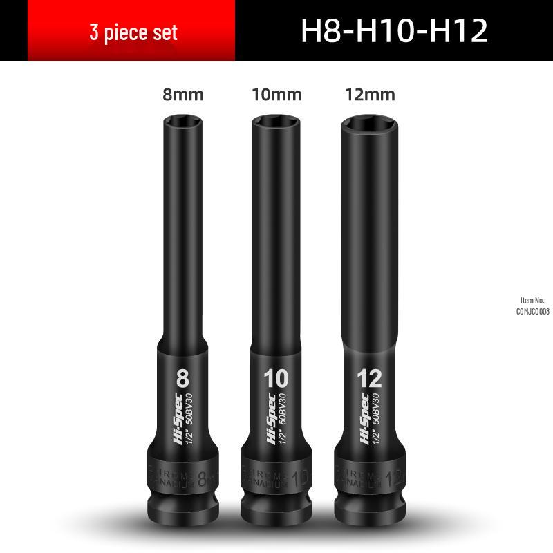 Extended Thin-Walled Hex Deep Impact Socket 8mm for Electric Wrench