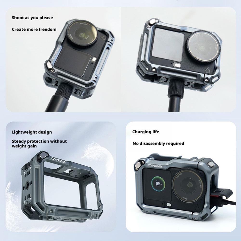For DJI ACTION6 Metal Rabbit Cage Vlog Grip Mount Quick Release Ergonomic Camera Accessory