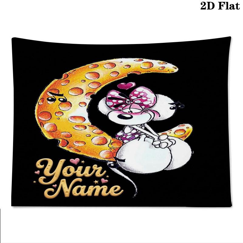Diddl Custom Name Wall Tapestry Aesthetic Wall Hanging Printed Fabric Blanket Decorative Tapestries for Bedroom Living Room Home Decor