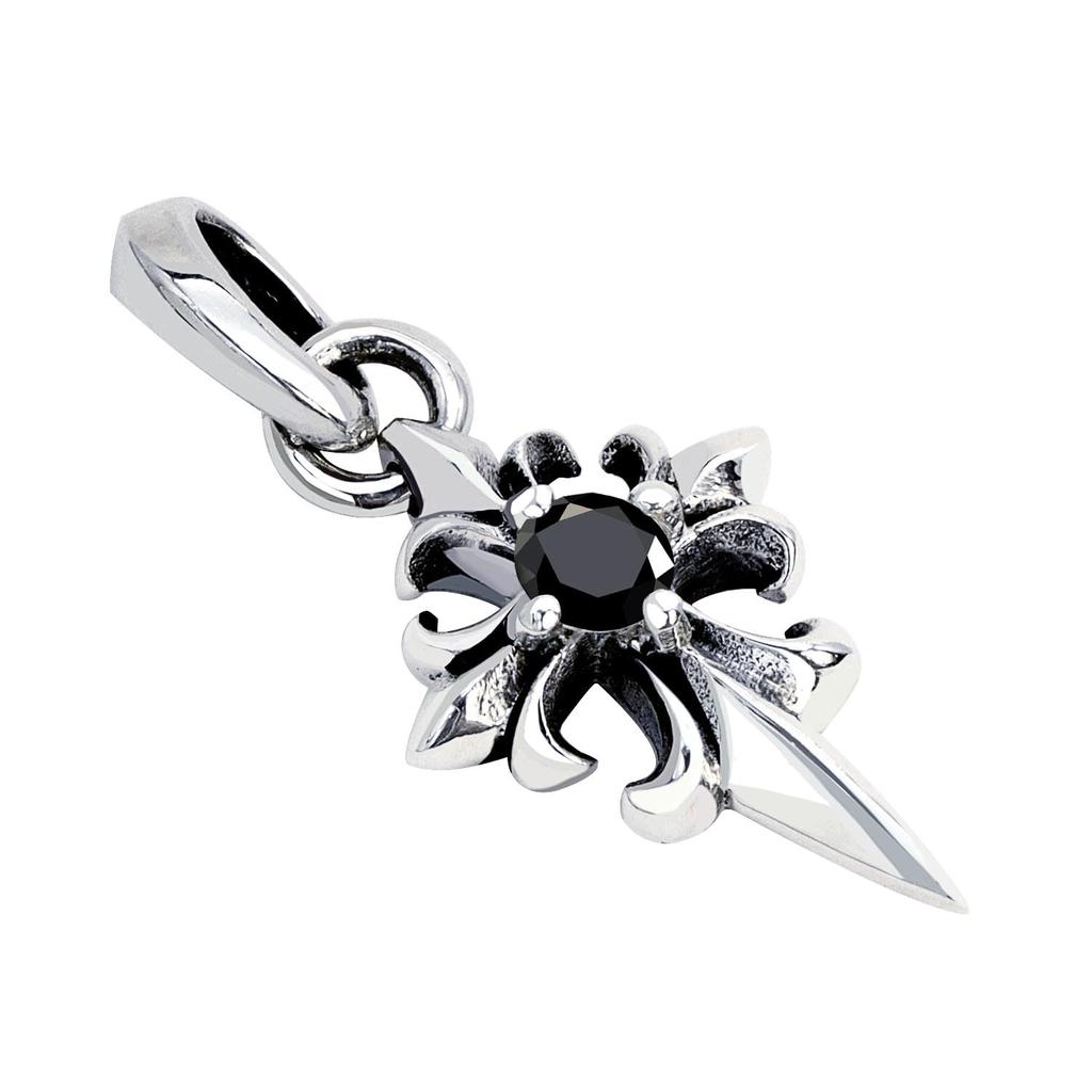 Pendant Top Necklace Top Cross Black Cubic Zirconia Silver 925 Accessory [Sears] Men's Women's Sp01-0032