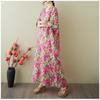 Women's Vintage Long Dress with Cotton and Linen Patterns