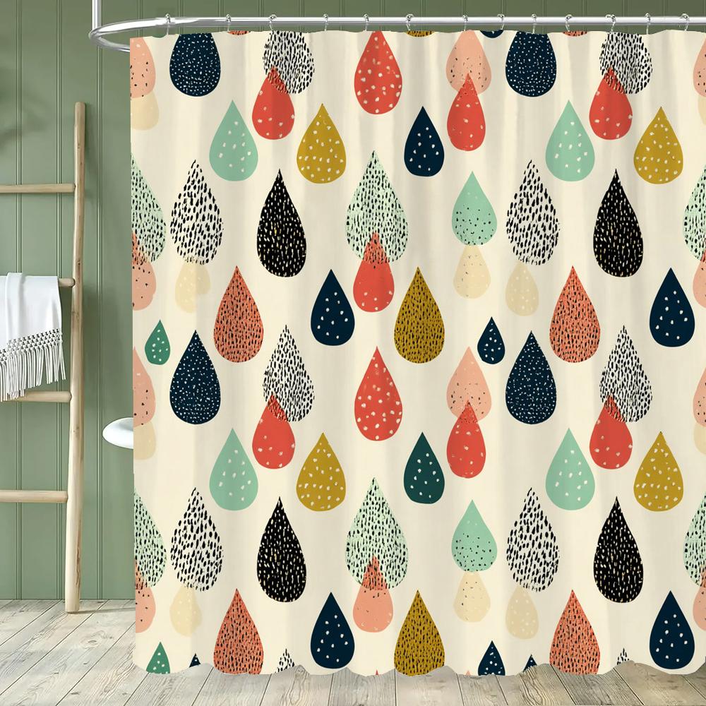 Modern Minimalist Color Raindrop Pattern Shower Curtain,Printed Fabric Bathroom Curtains,Home Decoration Curtain With Hooks
