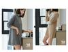 Women's Hooded Mid-Length Wool Sweater Dress, Loose-Fitting Knitted Outerwear, Solid Color, Long-Sleeved