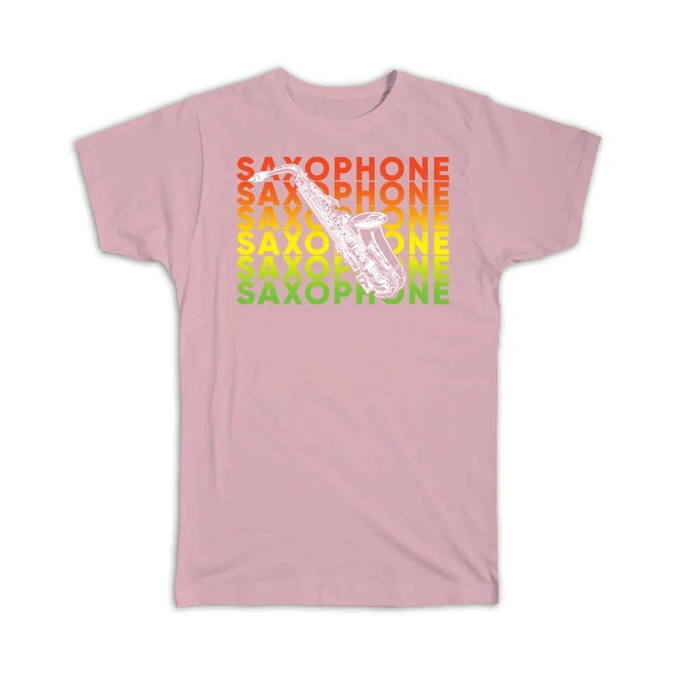

Gift T-Shirt : Saxophone Silhouette Rainbow Colors Retro Home Poster Art Music M